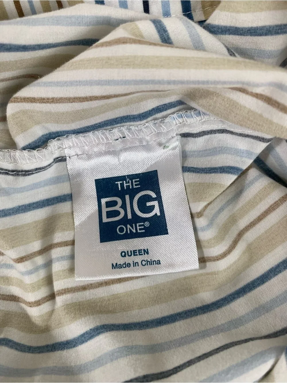 The Big One Blue, Tan and White Striped Bedding Sheet standard size